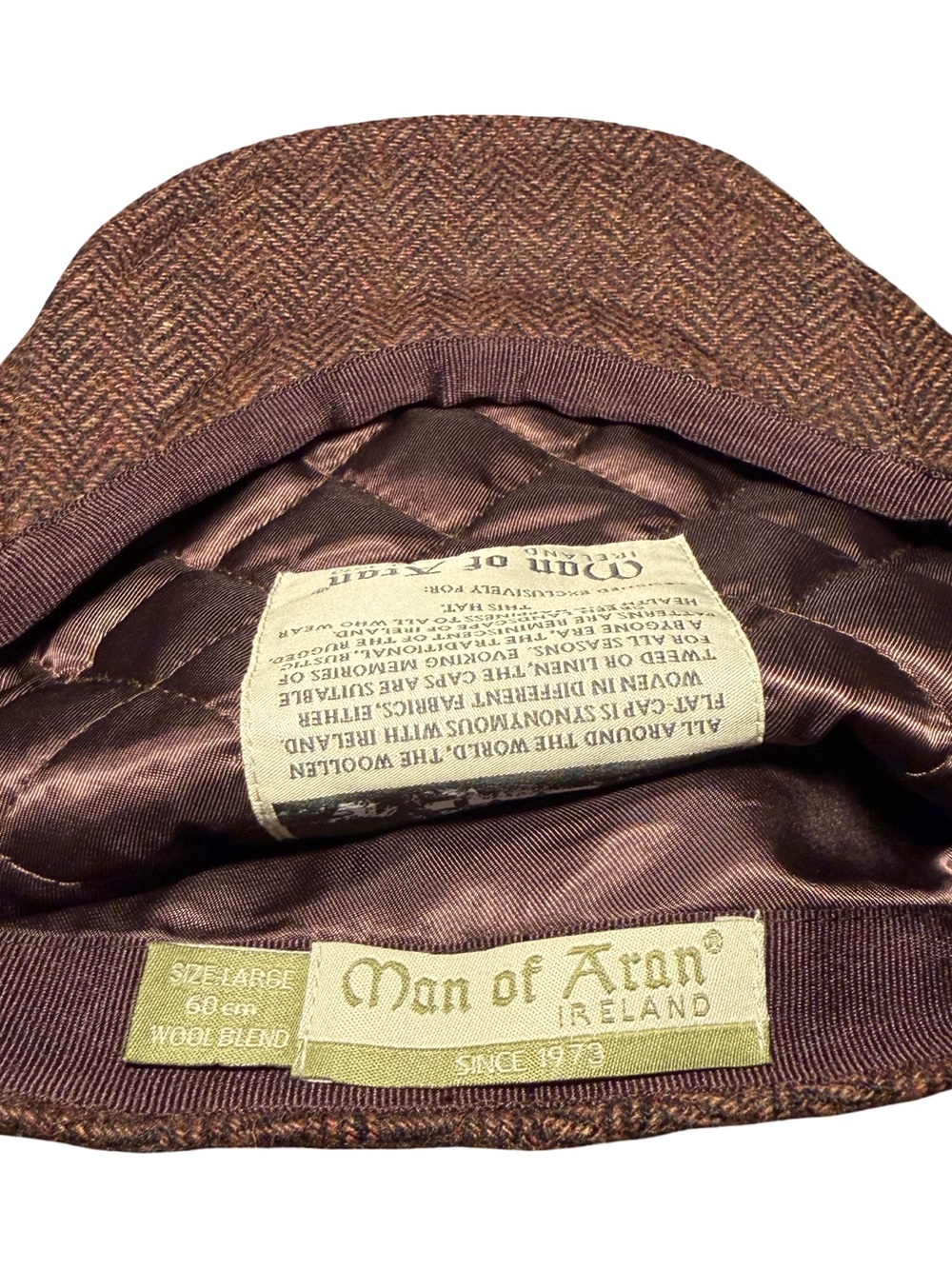 Man of Aran - Ireland Donegal Tweed Herringbone Flat Cap - Picture 6 of 8